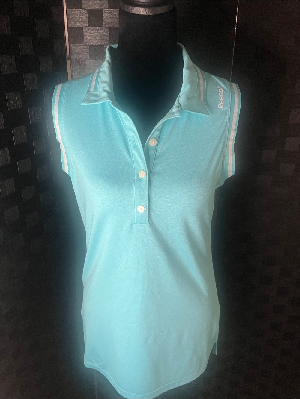 Reebok Women’s Aqua Blue Sleeveless Polo Tank